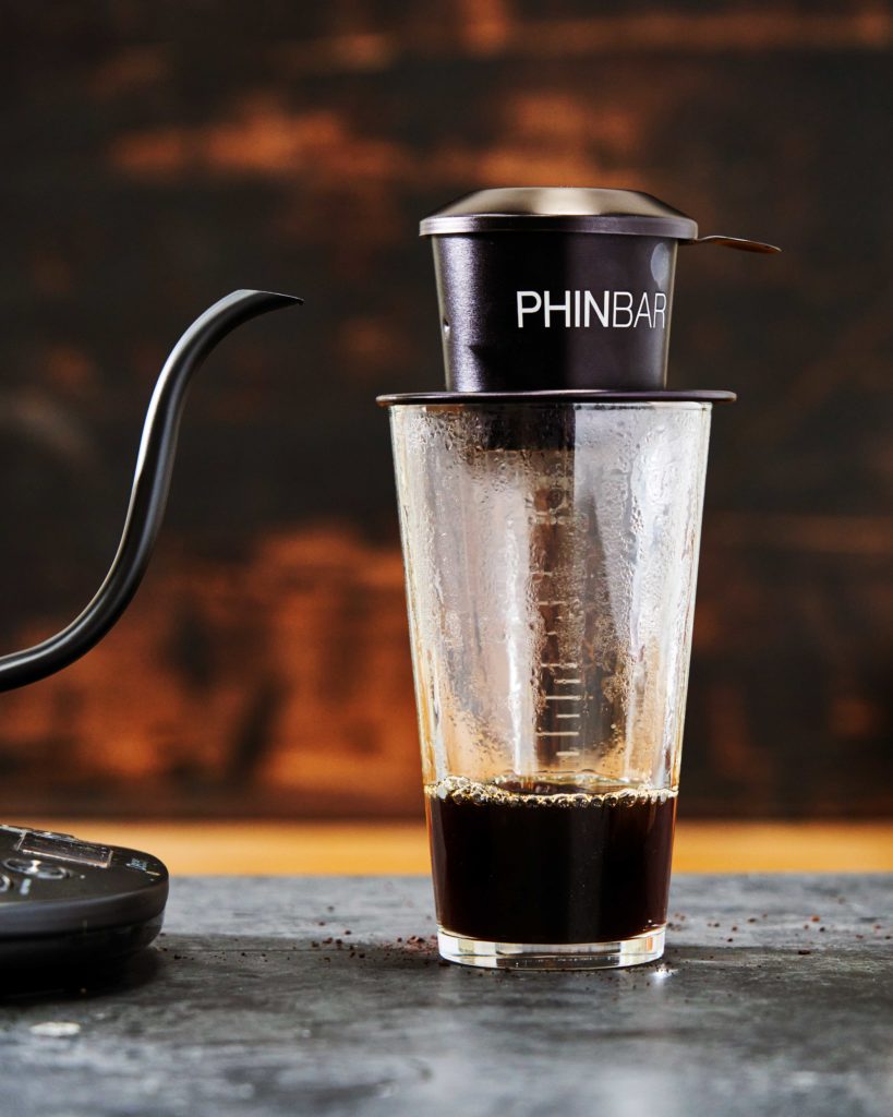 Phin Bar Coffee Dripping Through a Phin