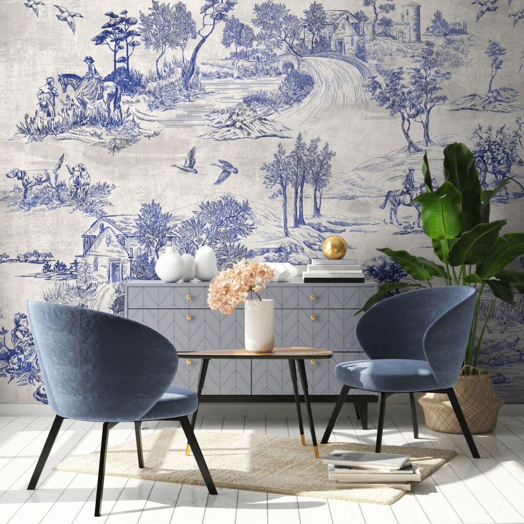 Wallphy Vintage Jouy Style Wallpaper