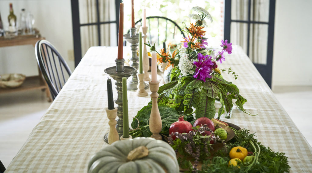 Harvest tablescape with candles