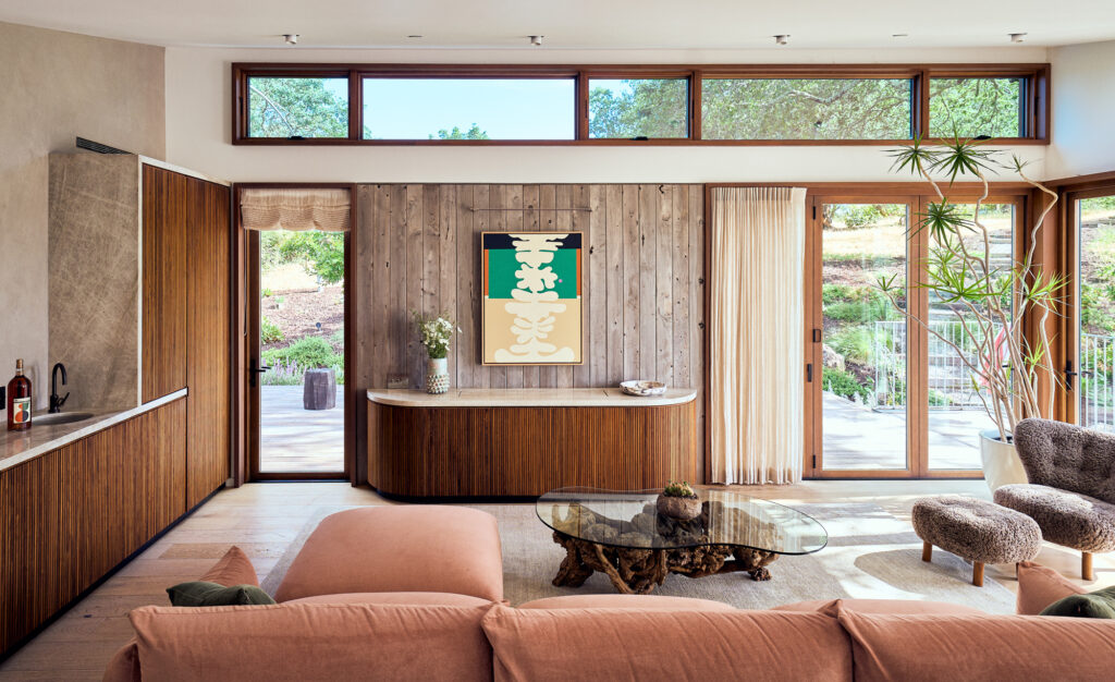 Living area with an earthy color palette