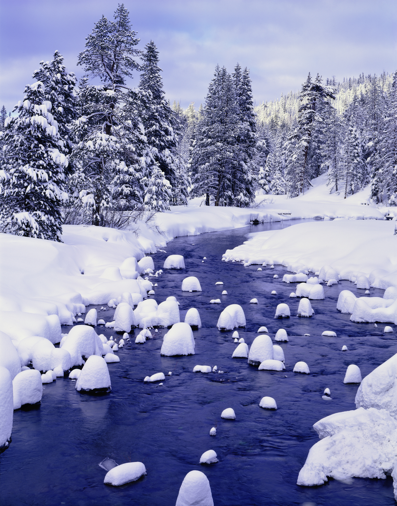 Winter at Truckee River near Lake Tahoe, California