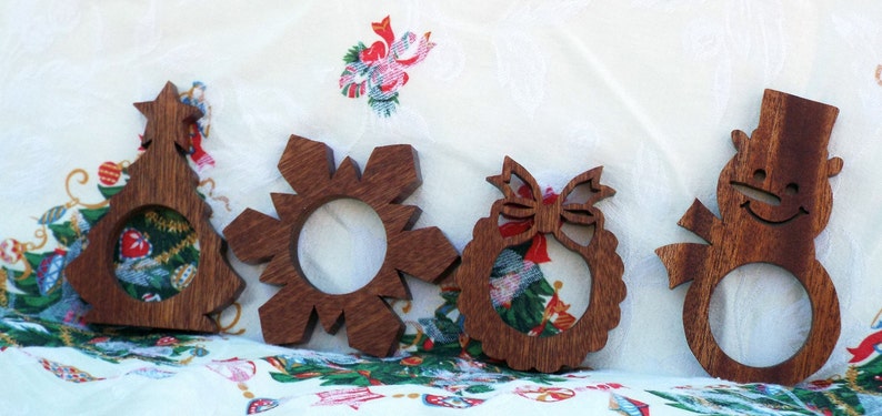 wooden tree snowflake wreath and snowman napkin holder