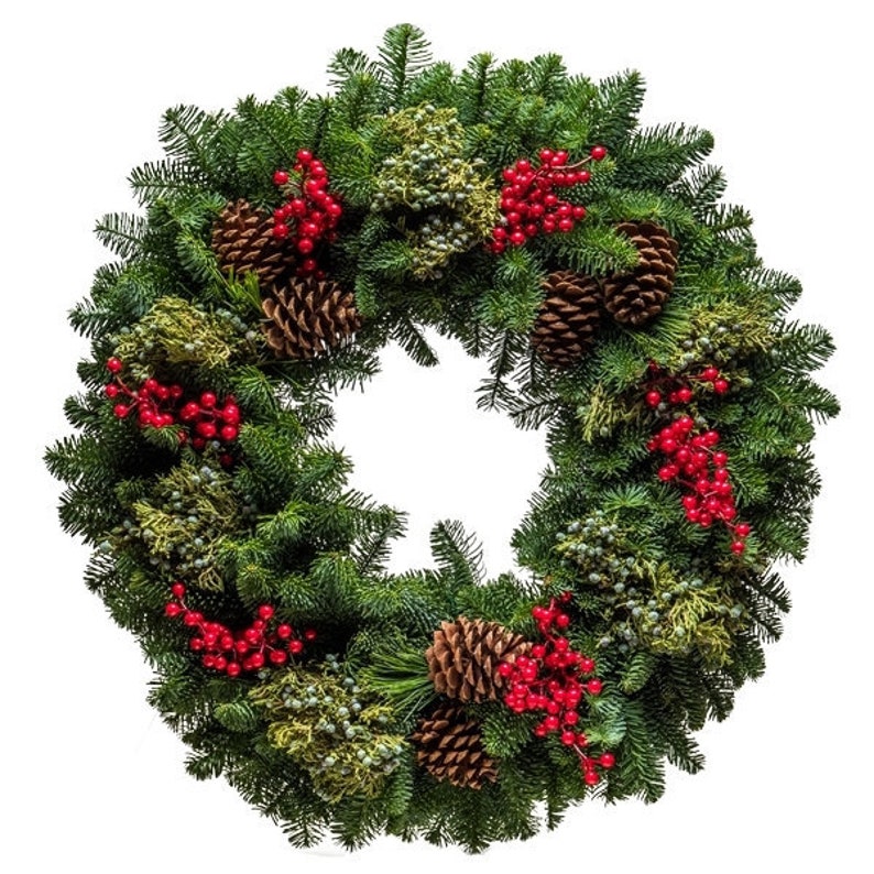 wreath with berries and pinecones