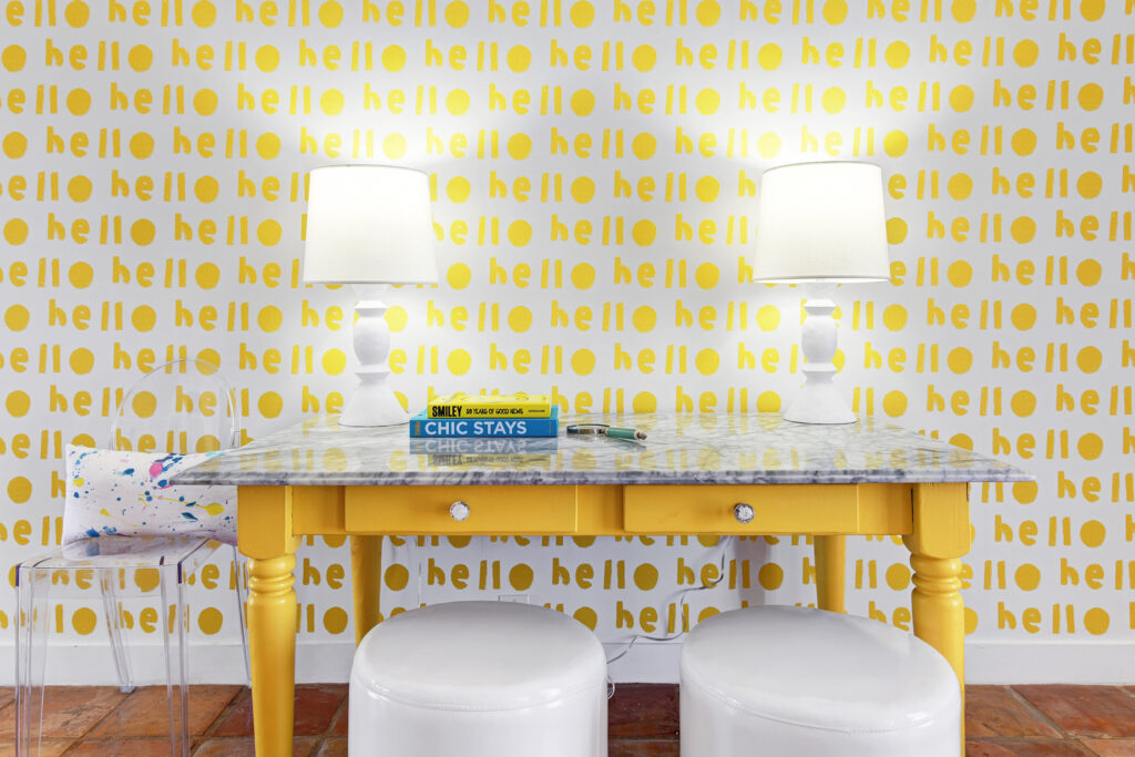 Yellow Entryway in Pop Pad Palm Springs House